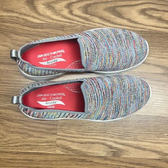 Skechers Womens Go Walk Arch Fit Multi Walking Shoes Size 9.5 W Wide 12487