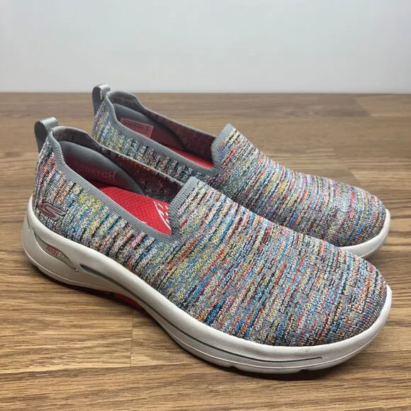 Skechers Womens Go Walk Arch Fit Multi Walking Shoes Size 9.5 W Wide 12487