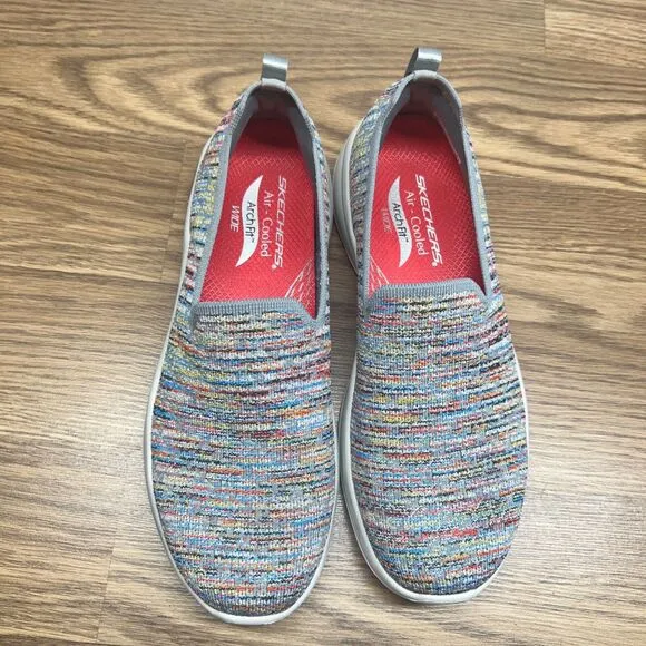 Skechers Womens Go Walk Arch Fit Multi Walking Shoes Size 9.5 W Wide 12487