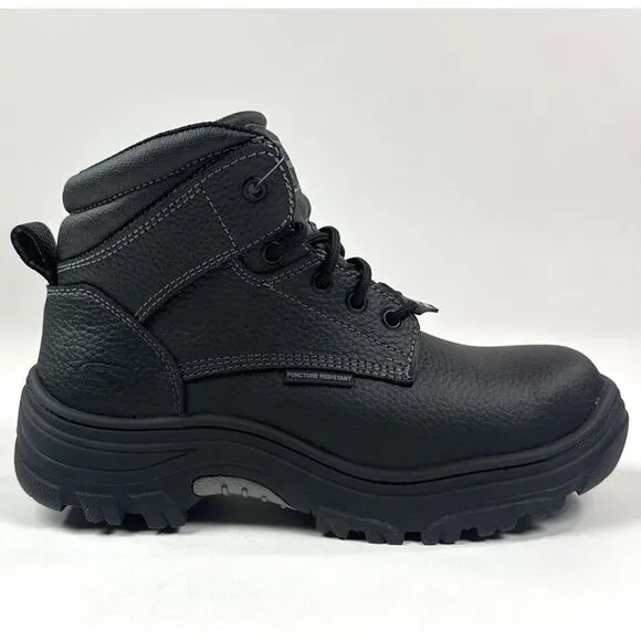 Skechers Work Burgin Tarlac Steel Toe Boot Mens Wide Fit Black Leather Safety