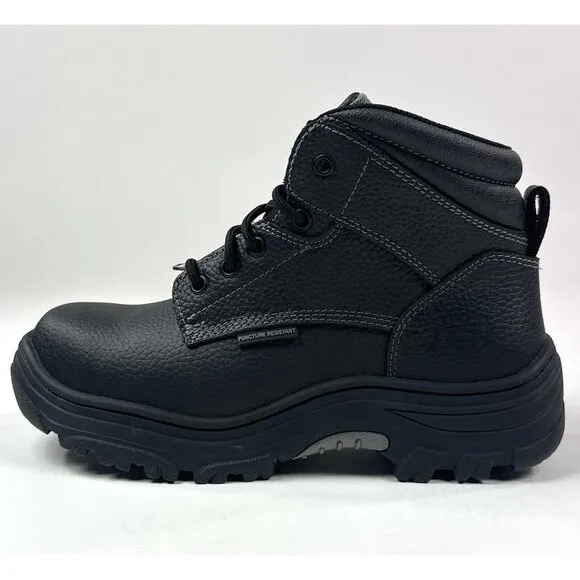 Skechers Work Burgin Tarlac Steel Toe Boot Mens Wide Fit Black Leather Safety