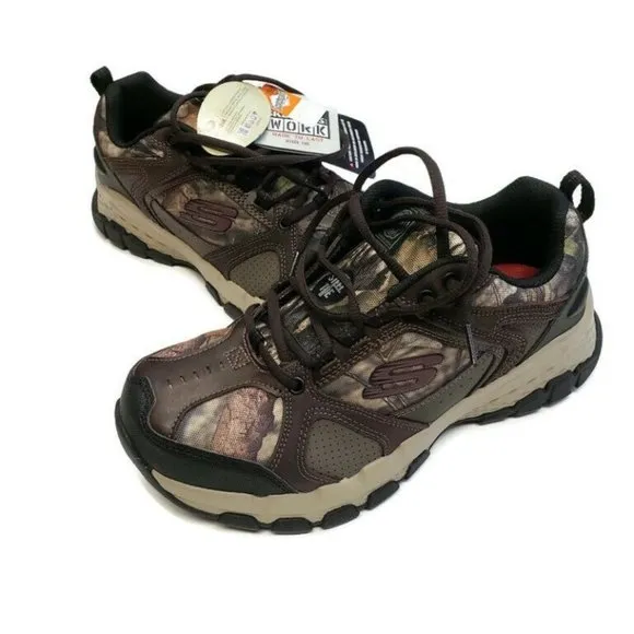 SKECHERS Work Mens 8.5 Queznell Hulen Camouflage Steel Toe Sneaker Shoes Camo