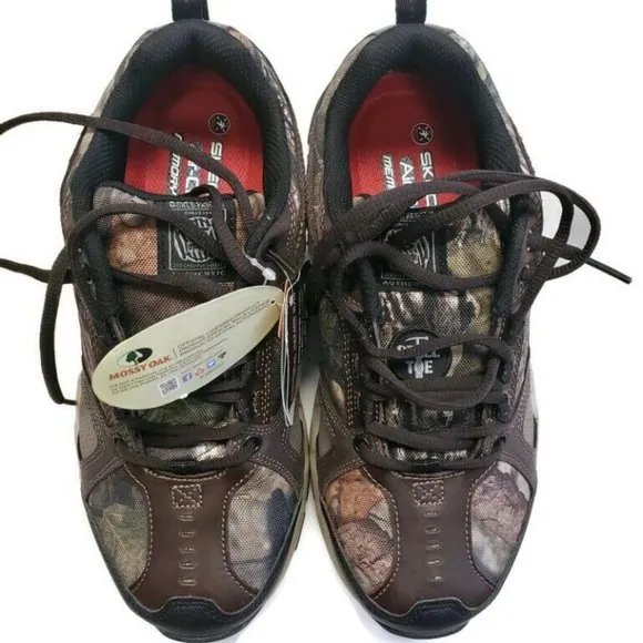 SKECHERS Work Mens 8.5 Queznell Hulen Camouflage Steel Toe Sneaker Shoes Camo