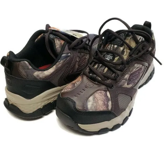 SKECHERS Work Mens 8.5 Queznell Hulen Camouflage Steel Toe Sneaker Shoes Camo