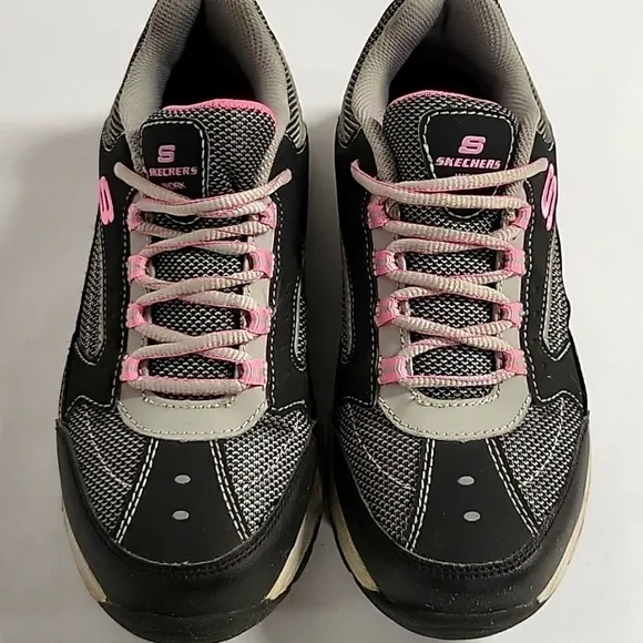 Skecher's Work, Women's Steel Toed Shoes, Slip Resistant, Black/Pink, Size 7.5