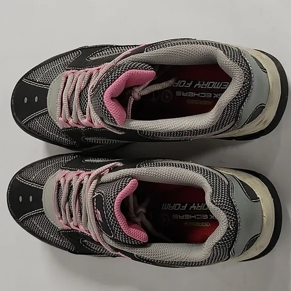 Skecher's Work, Women's Steel Toed Shoes, Slip Resistant, Black/Pink, Size 7.5
