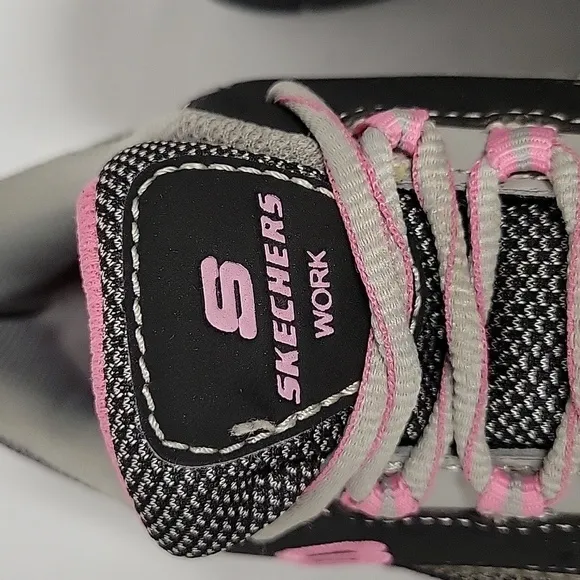 Skecher's Work, Women's Steel Toed Shoes, Slip Resistant, Black/Pink, Size 7.5