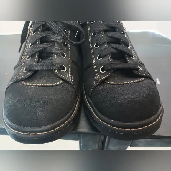 Skechers Y2K Chunky Platform Sneakers Black Womens 10 Suede Pocket Goth Grunge