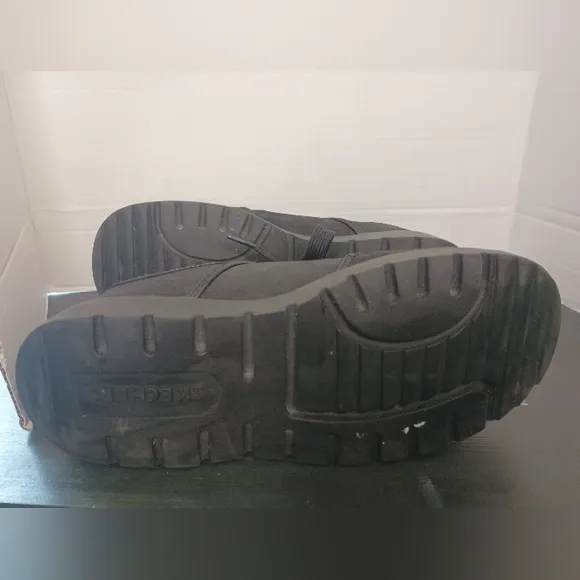 Skechers Y2K Chunky Platform Sneakers Black Womens 10 Suede Pocket Goth Grunge