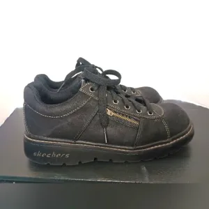 Skechers Y2K Chunky Platform Sneakers Black Womens 10 Suede Pocket Goth Grunge