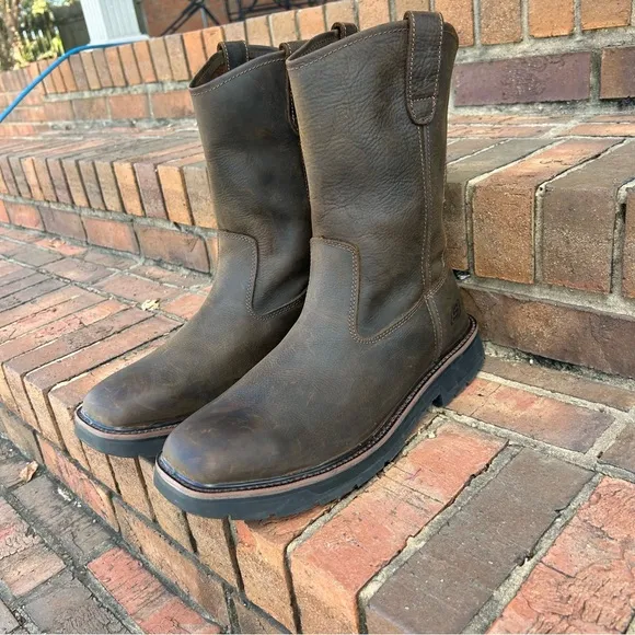 SKETCHERS WELLINGTON WORK Tidance Men’s size 12 Leather Steel Toe Boots Nice!!