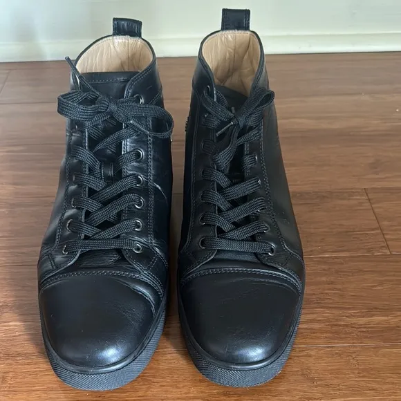 Sleek Black Leather High-Tops