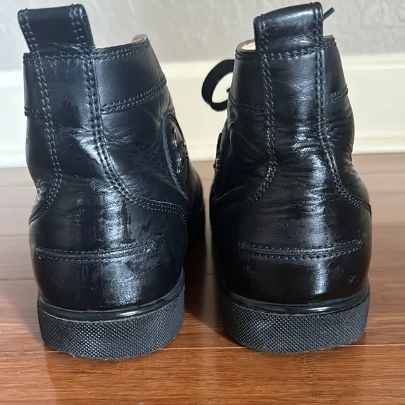 Sleek Black Leather High-Tops