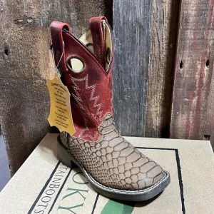 Smoky Mountain Boots Youth Viper Reptile Square Toe Boots Red Brown Kids
