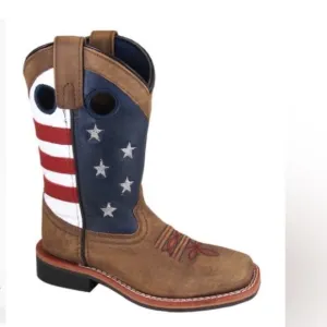 SMOKY MOUNTAIN BOYS' STARS AND STRIPES WESTERN BOOTS - SQUARE TOE 2