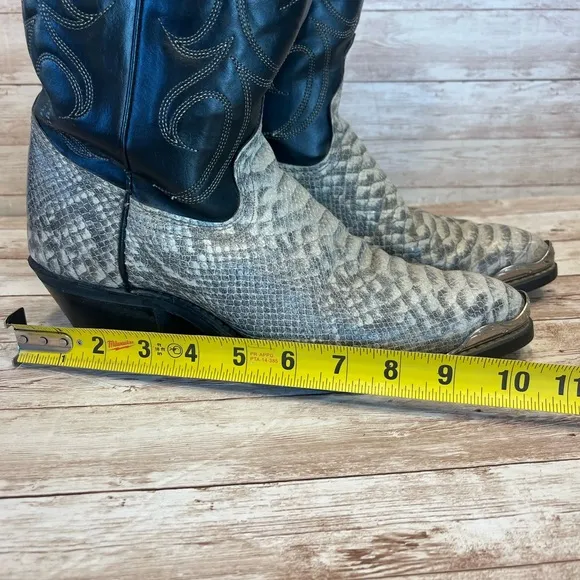 Snakeskin Boots Made in the USA Black Shaft Size 7-1/2 D