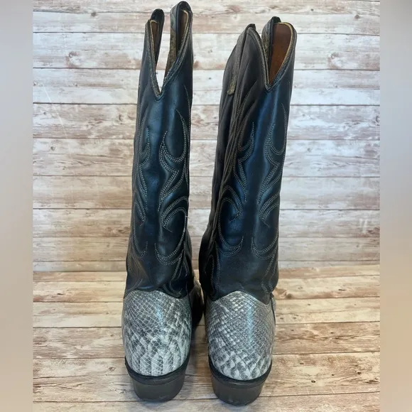 Snakeskin Boots Made in the USA Black Shaft Size 7-1/2 D