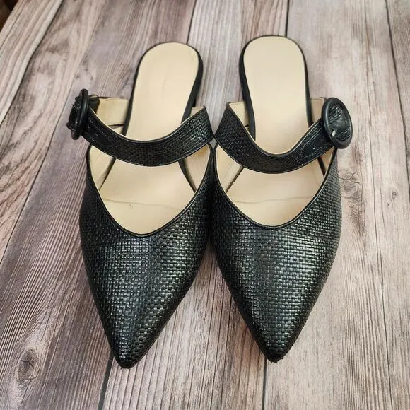 Something Navy Black Woven Buckle Strap Slip-on.flats Sz 9