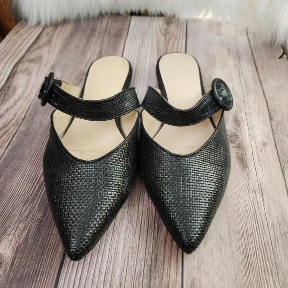 Something Navy Black Woven Buckle Strap Slip-on.flats Sz 9