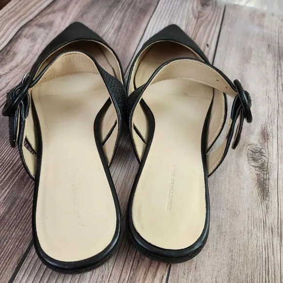 Something Navy Black Woven Buckle Strap Slip-on.flats Sz 9