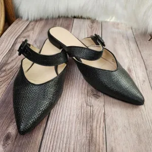 Something Navy Black Woven Buckle Strap Slip-on.flats Sz 9