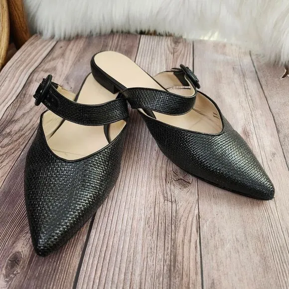 Something Navy Black Woven Buckle Strap Slip-on.flats Sz 9