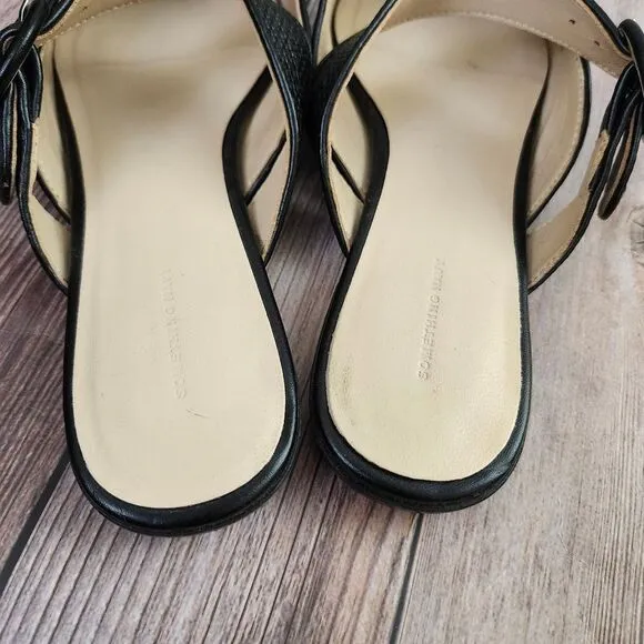 Something Navy Black Woven Buckle Strap Slip-on.flats Sz 9