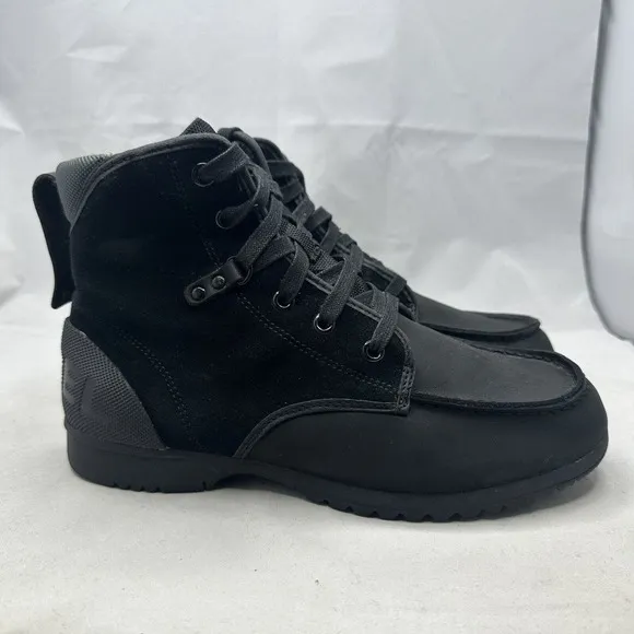 SOREL Ankeny Moc Toe Boot Black Leather Lace-Up Waterproof Men's 8.5 US