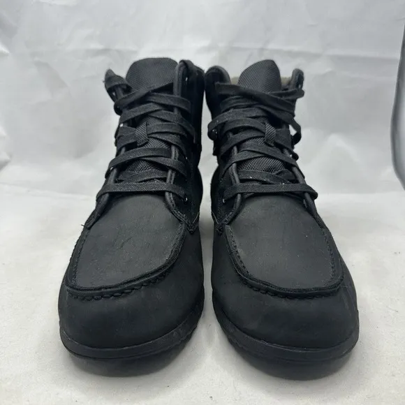 SOREL Ankeny Moc Toe Boot Black Leather Lace-Up Waterproof Men's 8.5 US