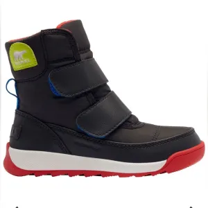 Sorel Black and Red Winter Boots Velcro Straps Waterproof