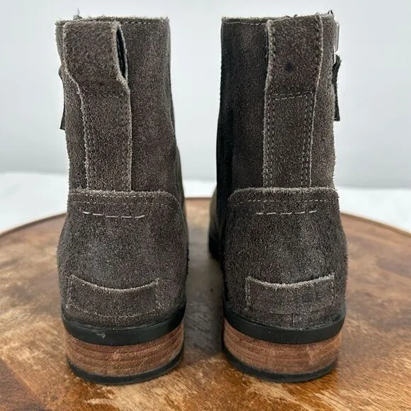 Sorel Boots Womens 8 Emelie Zip Booties Waterproof Brown Leather Suede