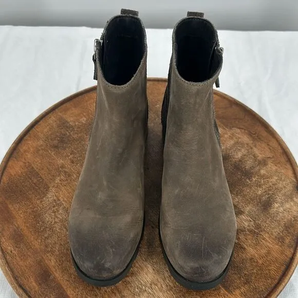 Sorel Boots Womens 8 Emelie Zip Booties Waterproof Brown Leather Suede