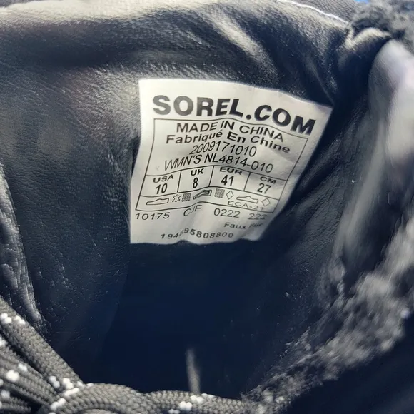 Sorel BREX Heel Cozy Lace Women's Boots Size 10 Black White Waterproof Boots New