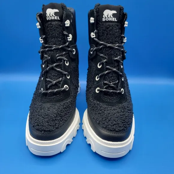 Sorel BREX Heel Cozy Lace Women's Boots Size 10 Black White Waterproof Boots New