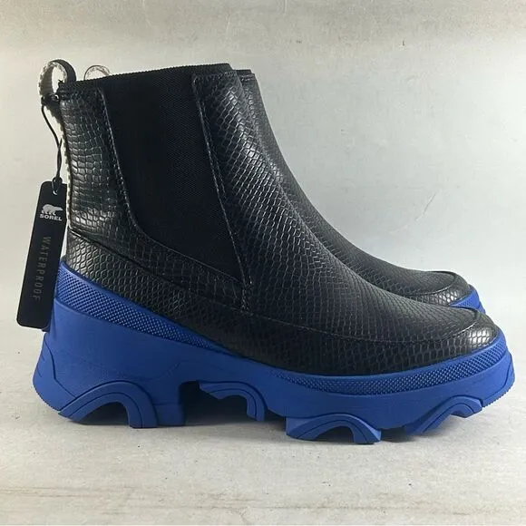 Sorel Brex Chelsea Waterproof Leather Boots Black Blue Size 9.5 NL4303-011