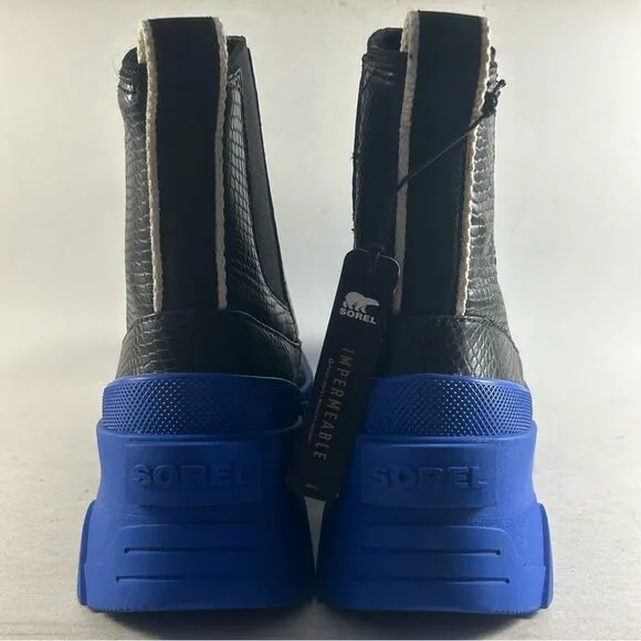 Sorel Brex Chelsea Waterproof Leather Boots Black Blue Size 9.5 NL4303-011