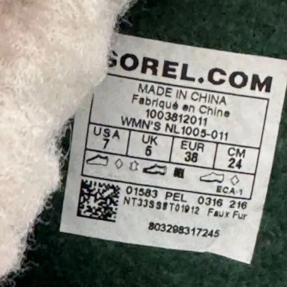 Sorel Caribou Black Waterproof Fleece Lined Snow Boots Sz 7