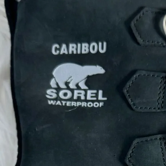 Sorel Caribou Black Waterproof Fleece Lined Snow Boots Sz 7