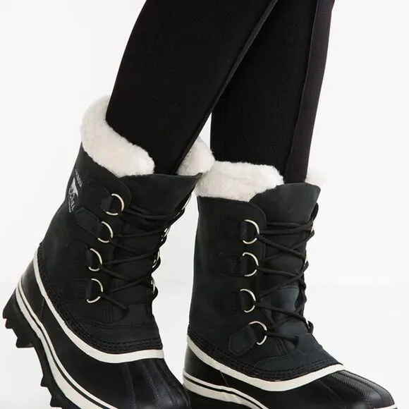 Sorel Caribou Black Waterproof Fleece Lined Snow Boots Sz 7