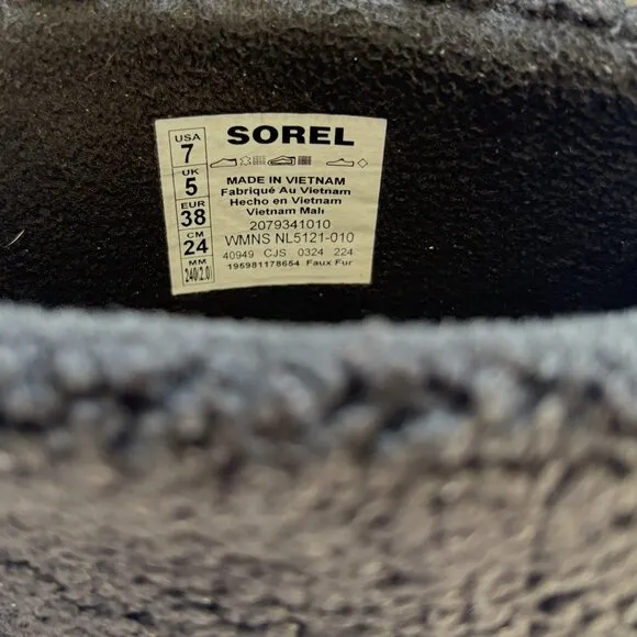 Sorel Explorer III Slip On Cozy Booties Suede Faux Fur Boots Black Size 7 NEW