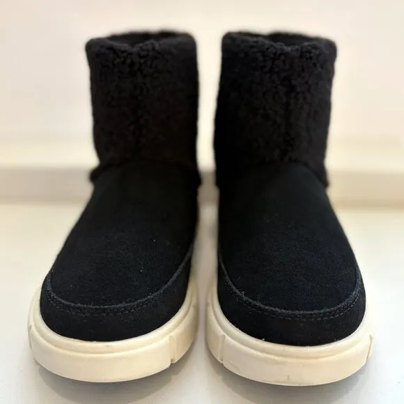 Sorel Explorer III Slip On Cozy Booties Suede Faux Fur Boots Black Size 7 NEW