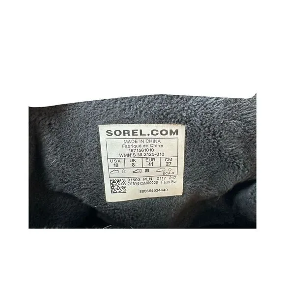 Sorel Fancy Lace II Black Oiled Suede Leather Winter Snow Duck Boots Size 10