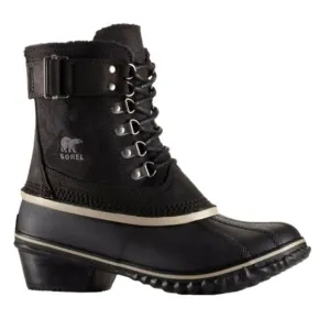 Sorel Fancy Lace II Black Oiled Suede Leather Winter Snow Duck Boots Size 10
