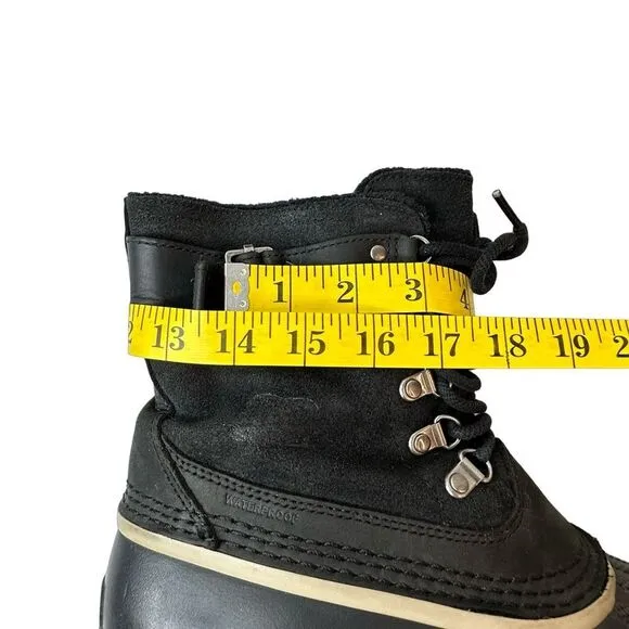 Sorel Fancy Lace II Black Oiled Suede Leather Winter Snow Duck Boots Size 10