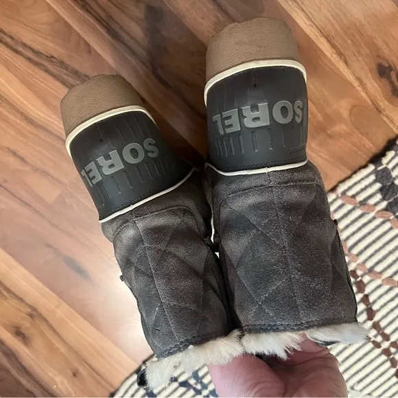 **Sorel** Gray Fur-Lined Waterproof Snow Boots