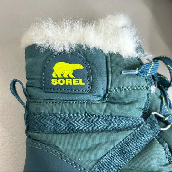 Sorel Green Winter Snow Boots with Fur Trim Lace Up Waterproof Womens Size 8