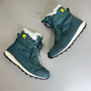 Sorel Green Winter Snow Boots with Fur Trim Lace Up Waterproof Womens Size 8