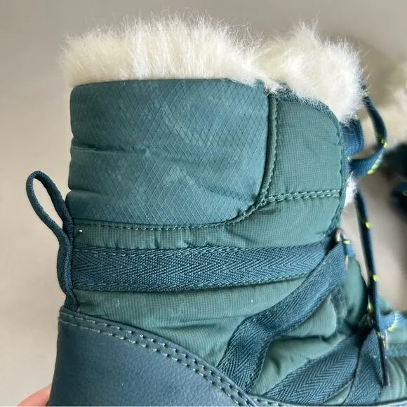 Sorel Green Winter Snow Boots with Fur Trim Lace Up Waterproof Womens Size 8