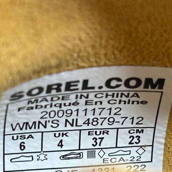 Sorel Hi-Line Lace Waterproof Suede Boots Geo Yellow NL4879-712 Women's 6 NWOB