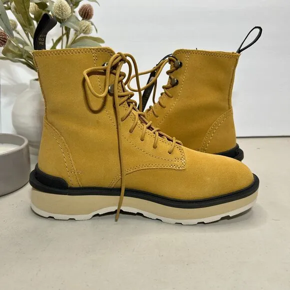 Sorel Hi-Line Lace Waterproof Suede Boots Geo Yellow NL4879-712 Women's 6 NWOB